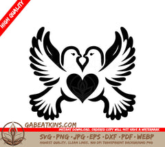 Two Birds Are Making A Heart Shape With Their Wings SVG - Love Doves SVG