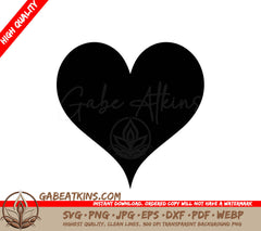 A Black Heart Is Against A White Background SVG - Love Heart Shape SVG