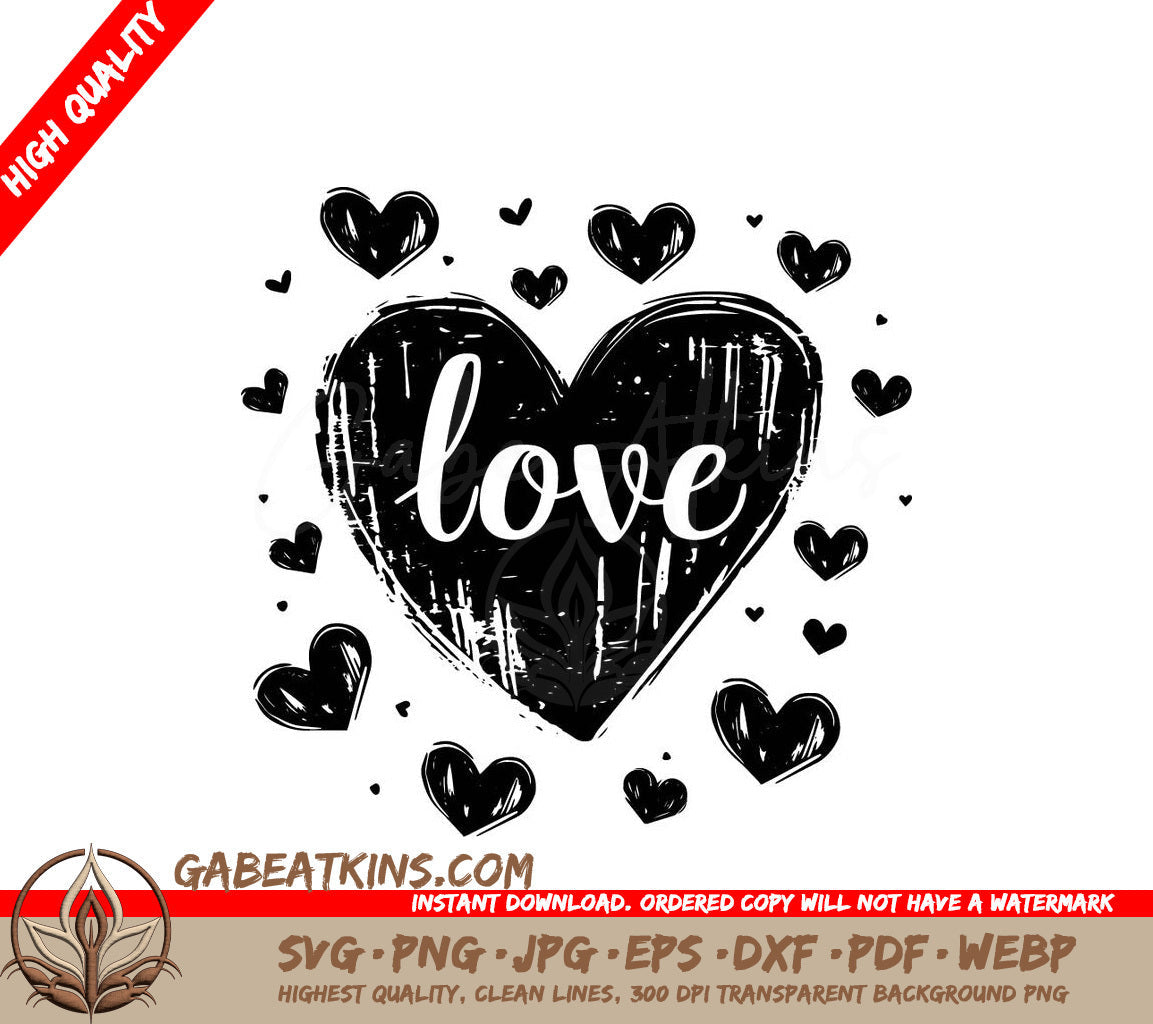 A Black Heart With The Word Love On It SVG - Love Hearts SVG