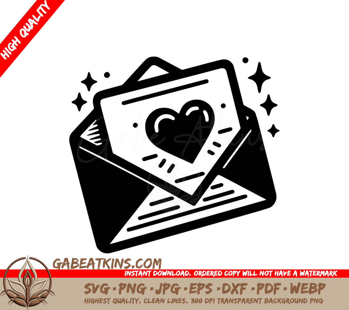  An Envelope With A Heart On It SVG - Love Letter Sparkle SVG