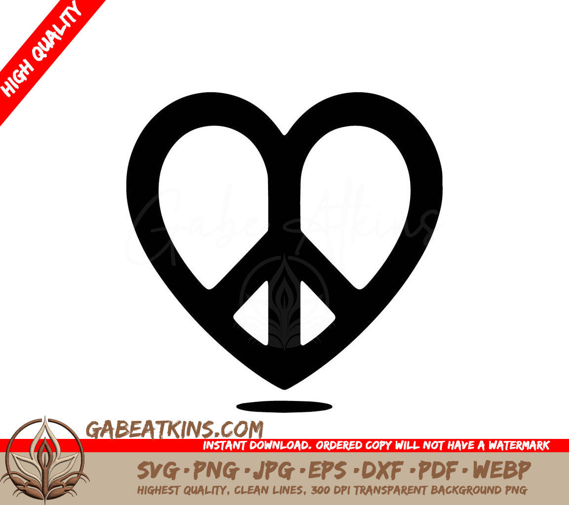 A Peace Sign In The Shape Of A Heart SVG - Love Peace Fusion SVG