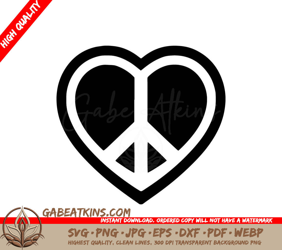 A Heart With A Peace Sign Inside Of It SVG - Love and Peace SVG