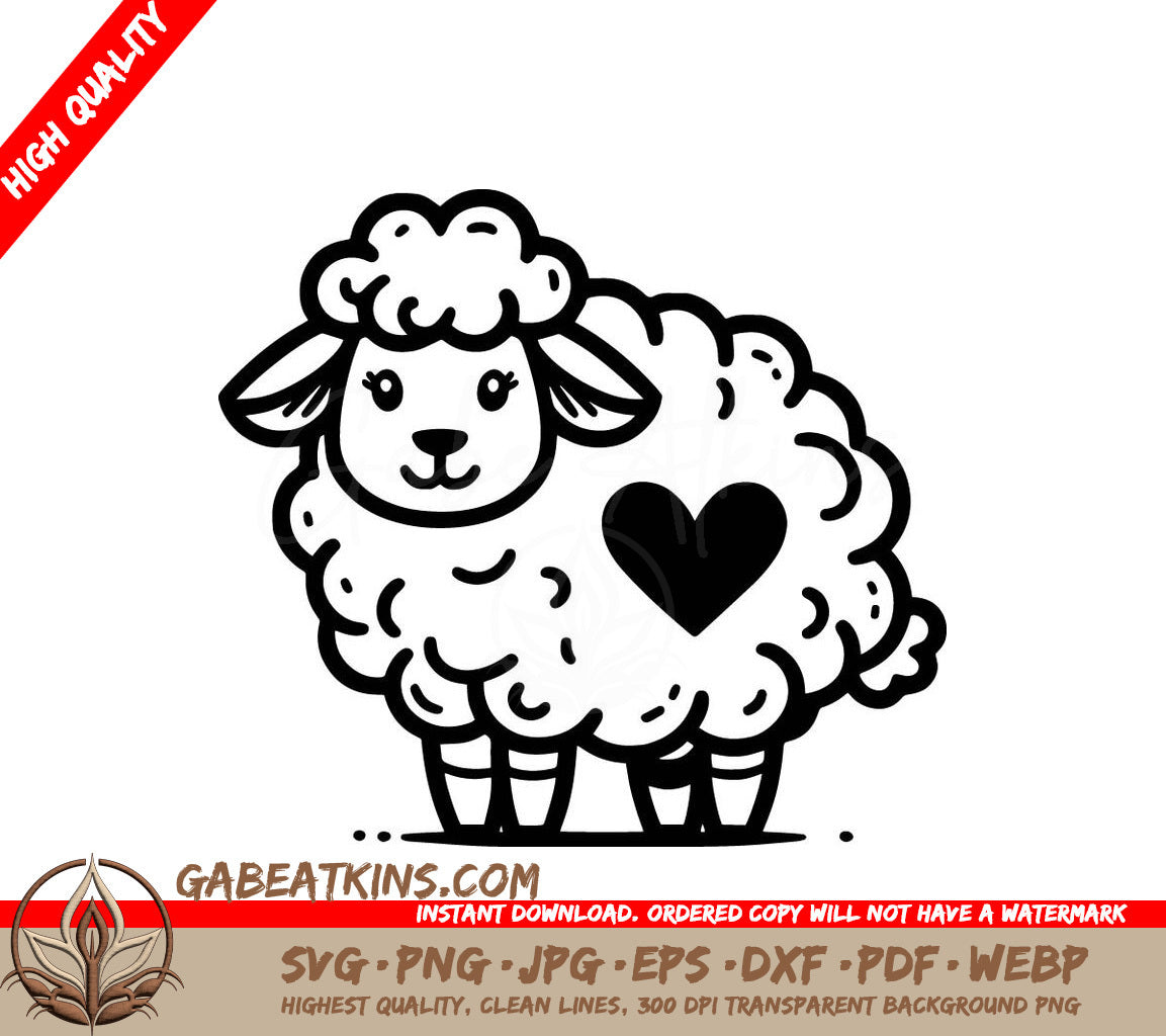  A Sheep With A Heart In Its Fur SVG - Lovely Sheep SVG