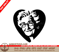  An Older Woman Wearing Glasses And Earrings SVG - Loving Grandma SVG