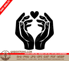 A Pair Of Hands Holding A Heart In Their Palms SVG - Loving Hands SVG