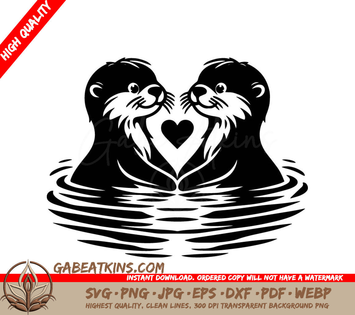 Two Otters Are Making A Heart Shape With Their Heads SVG - Loving Otters SVG