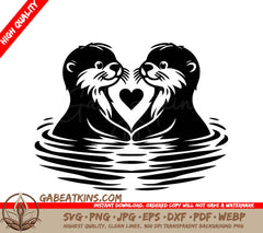 Two Otters Are Making A Heart Shape With Their Heads SVG - Loving Otters SVG