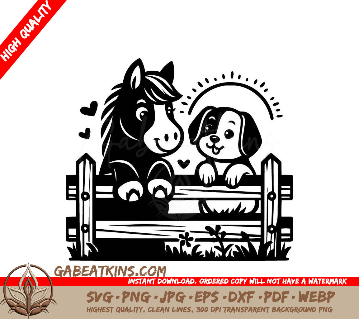 A Horse And A Dog Are Looking Over A Fence SVG - Loyal Companions SVG