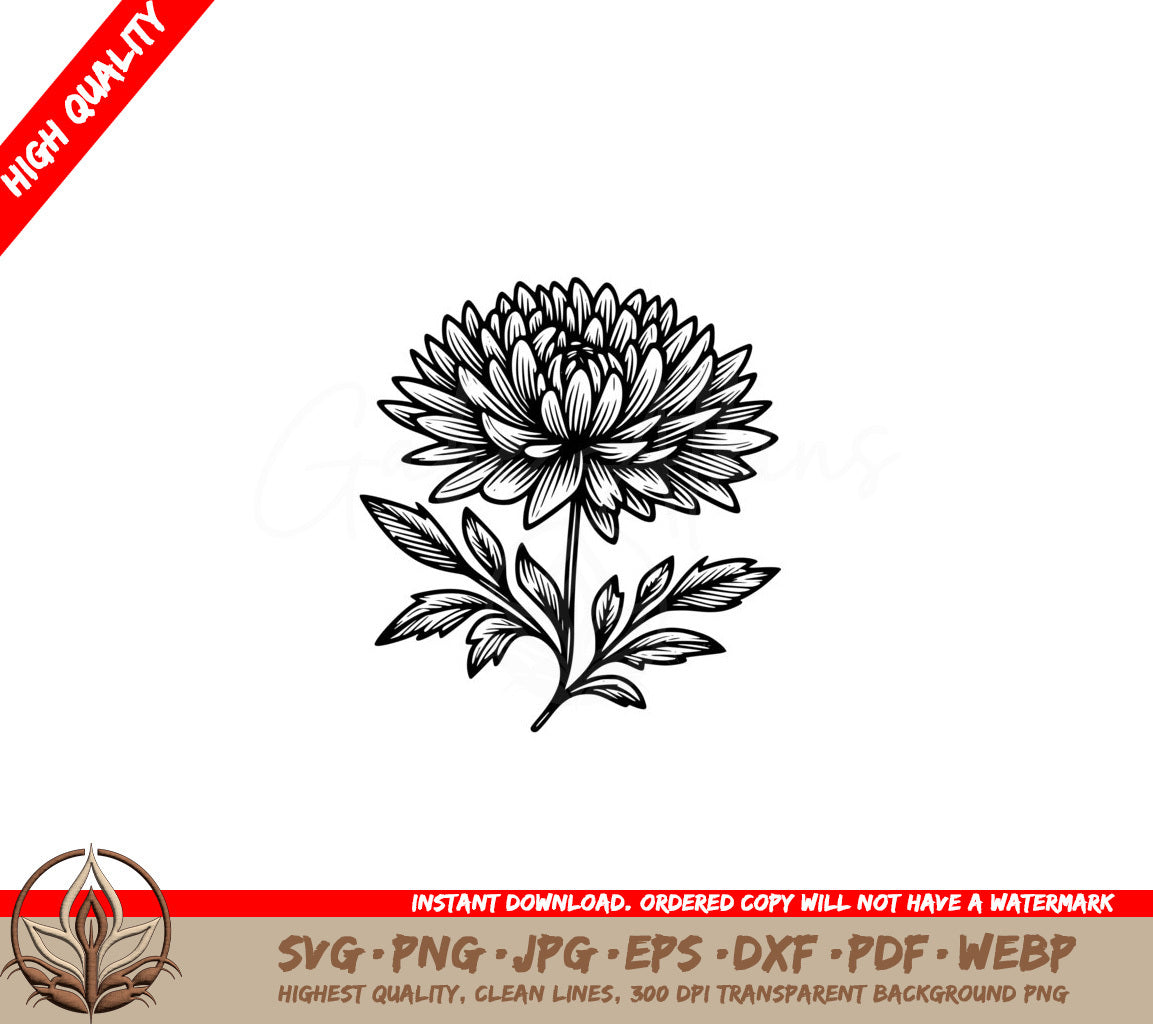 Vintage Aster Flower SVG