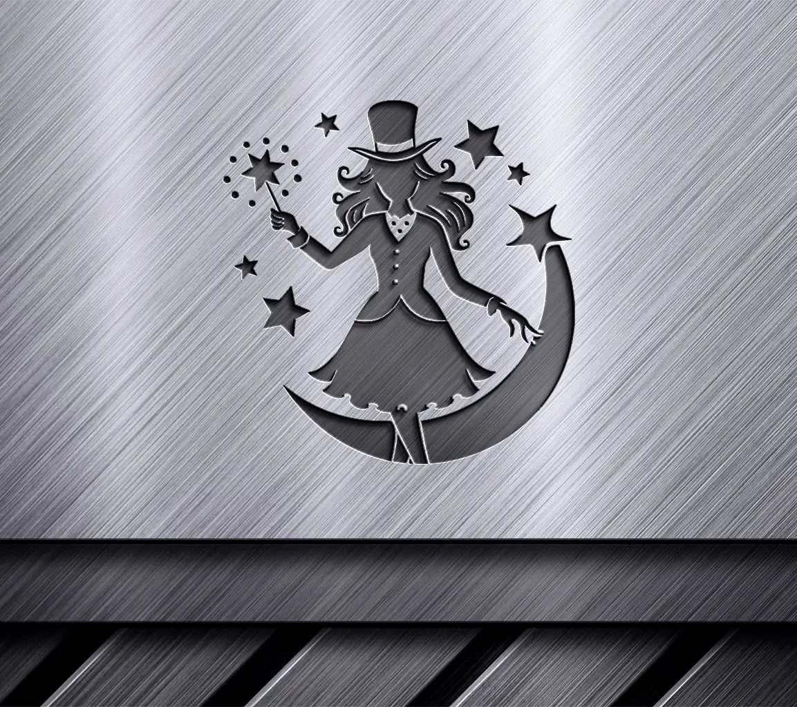 Magician Silhouette SVG Woman in Top Hat with Wand SVG