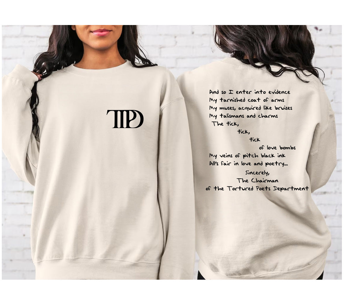 TTPD Sweatshirt, The Tortured Poets Department | Tortured Poets Department, Swiftie, Taylor Swift