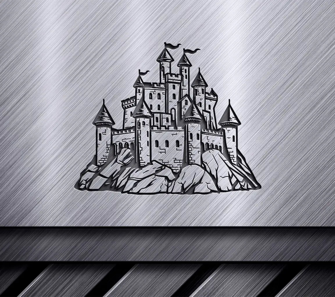  Castle on Rocky Hill SVG - Majestic Bastion Vector Art SVG