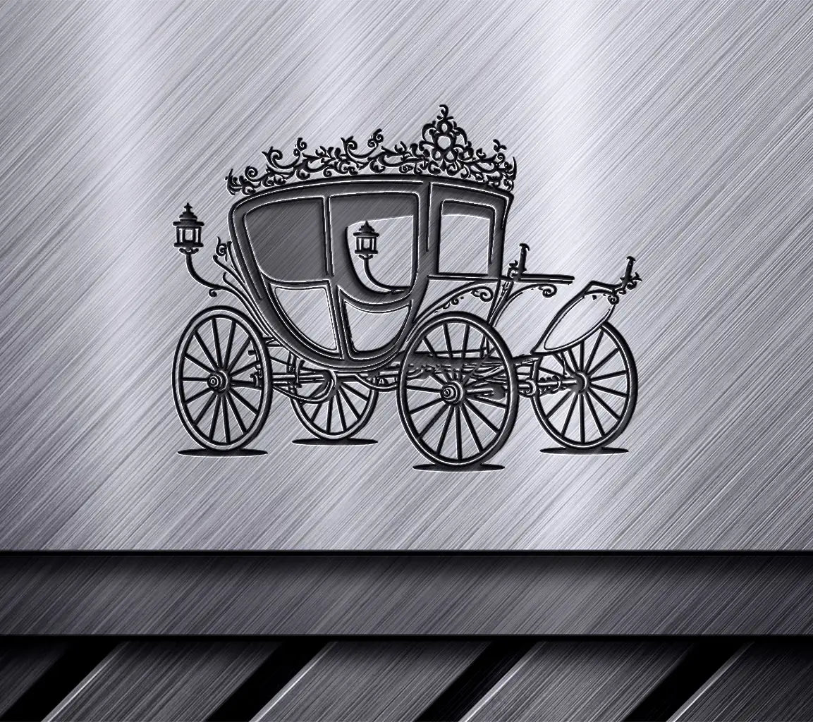  Horse Drawn Carriage SVG - Regal Wedding Transport with Crown SVG