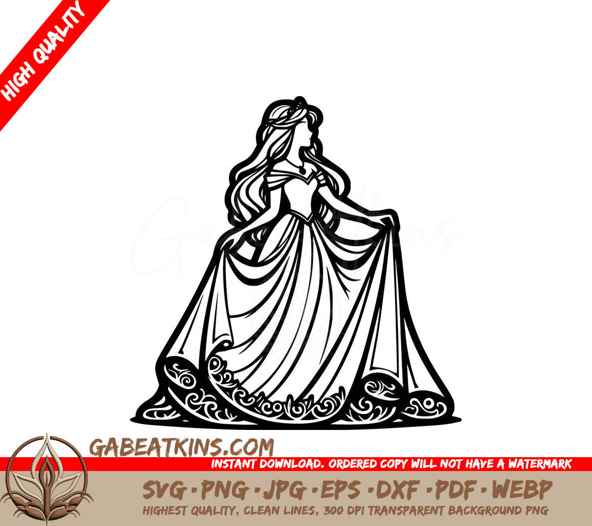  A Princess In A Long Dress SVG - Majestic Monarch SVG