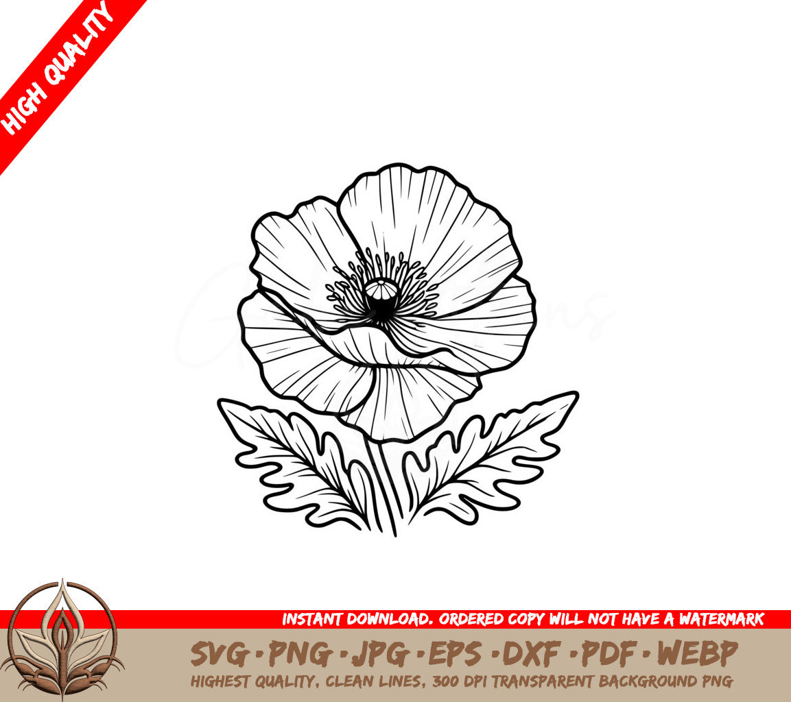 Majestic Poppy Bloom SVG - Digital Design File Formats