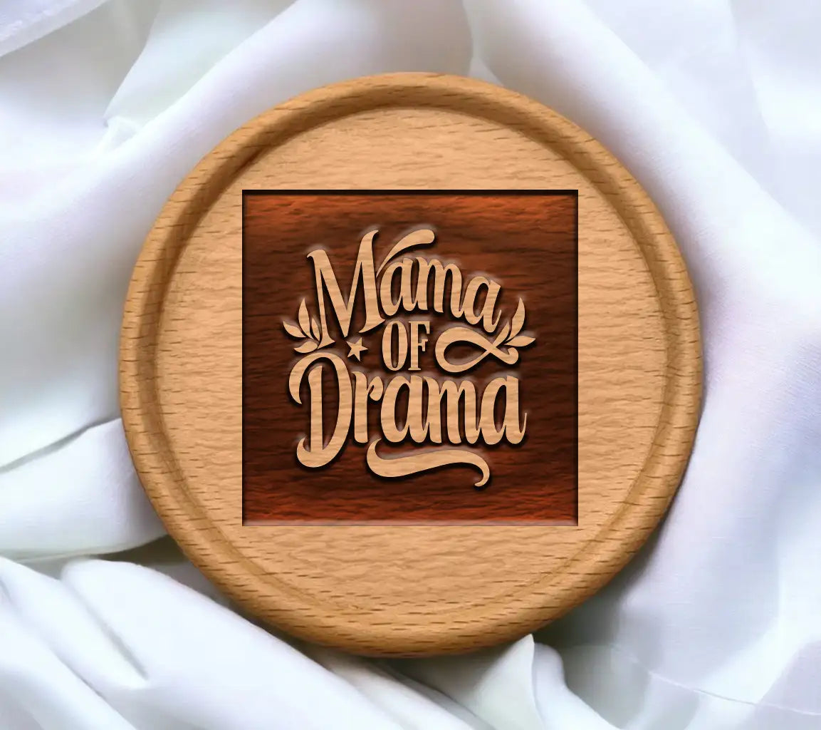 Mama of Drama SVG Design - Black Background, White Lettering SVG