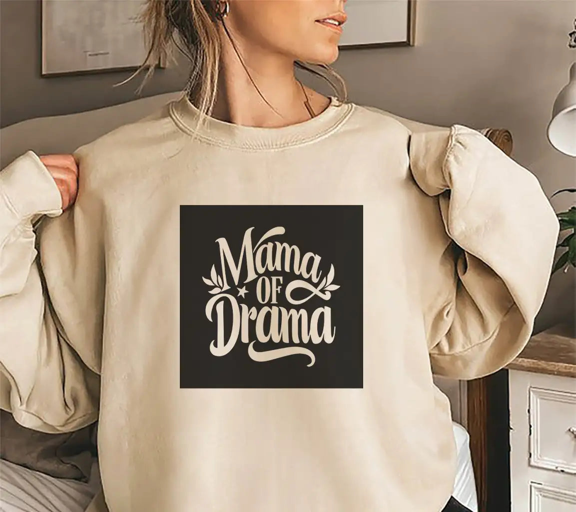 Mama of Drama SVG Design - Black Background, White Lettering SVG