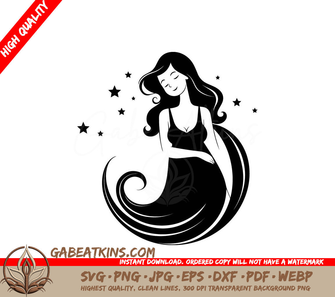 Pregnant Woman SVG -  Drawing, Expectant Mother Design SVG