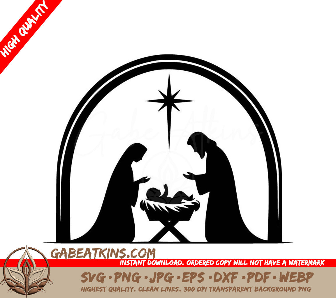  A Nativity Scene SVG - Manger Nativity SVG