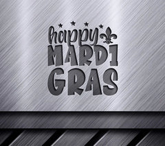 Happy Mardi Gras SVG Design with Green & Purple Fleur-de-lis SVG