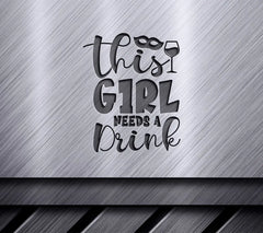 This Girl Needs a Drink - Purple & Green Mardi Gras SVG Design SVG