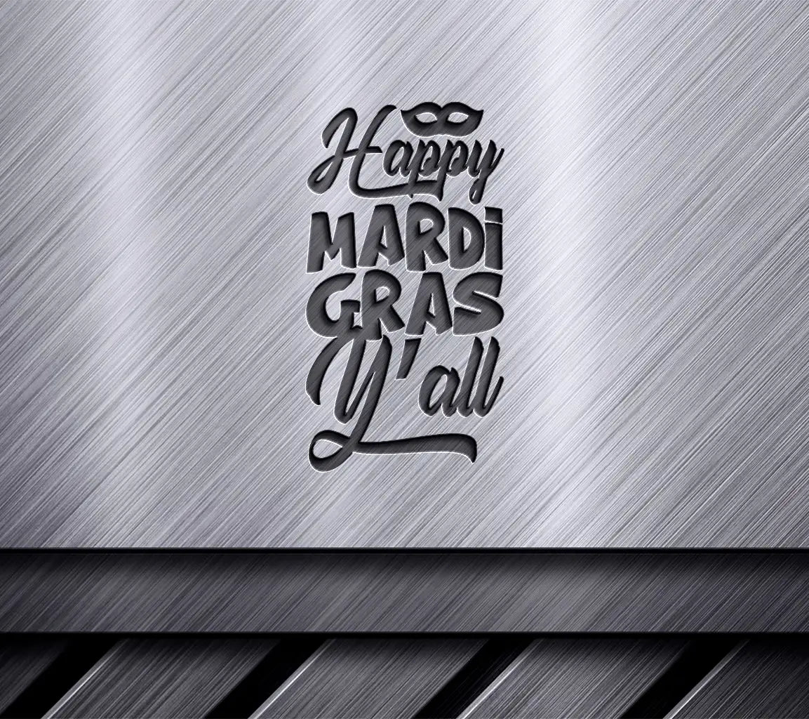 Happy Mardi Gras Yall SVG - Green & Purple Letters SVG