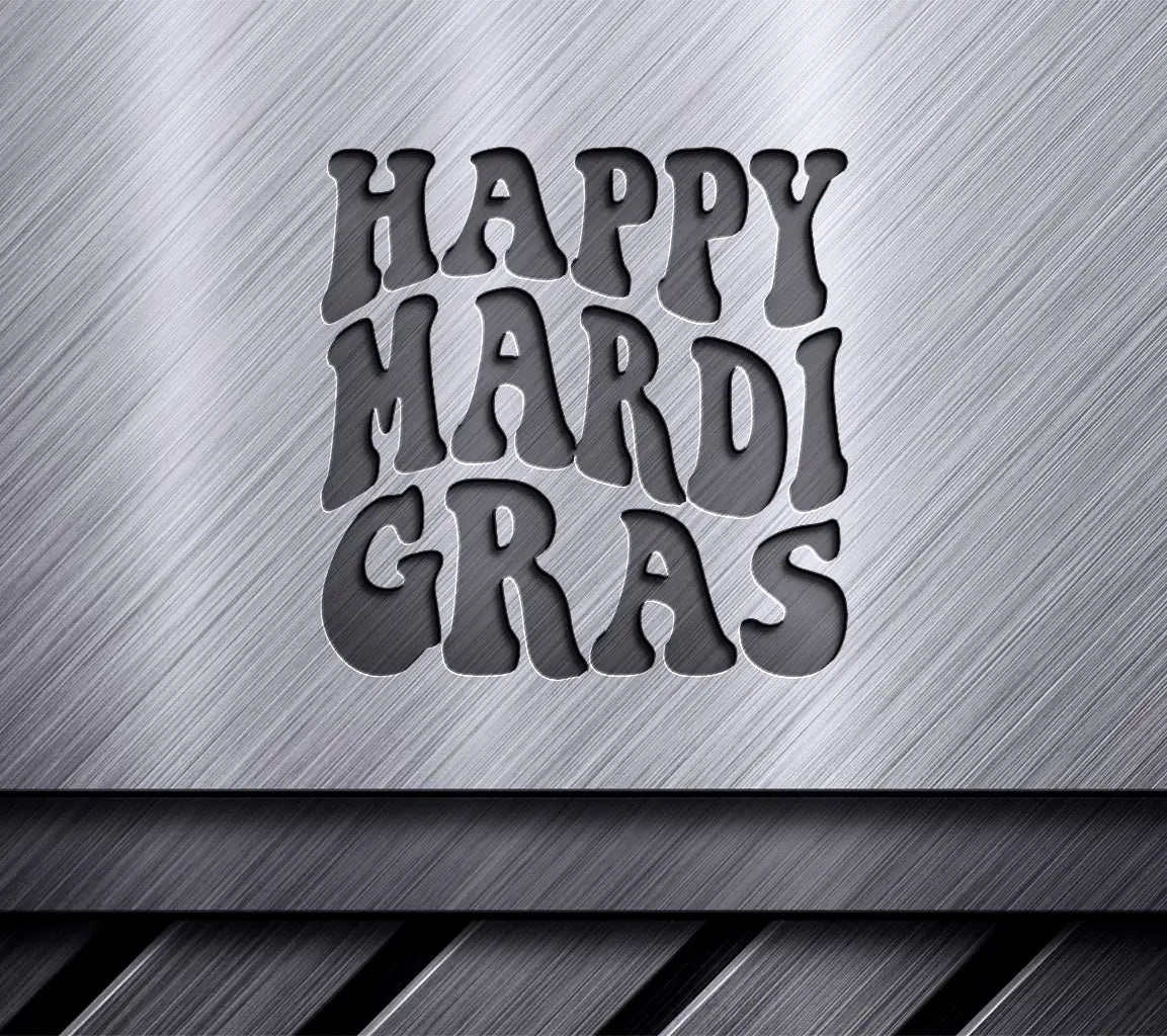 Happy Mardi Gras SVG Design - Green & Purple on White SVG