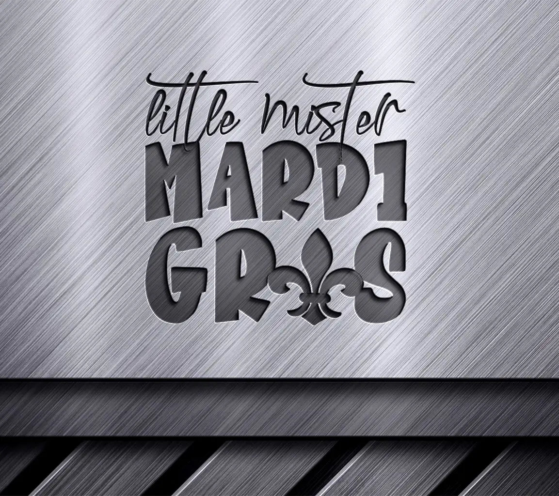 Little Mister Mardi Gras SVG - Green & Purple Fleur De Lis Design SVG