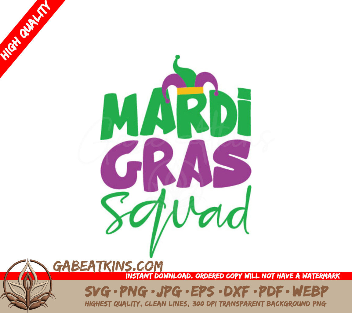 Mardi Gras Squad SVG Design - Jester Hat on White Background SVG