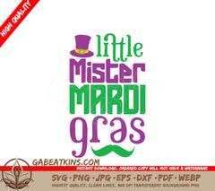 Mardi Gras Little Mister SVG with Top Hat & Mustache SVG