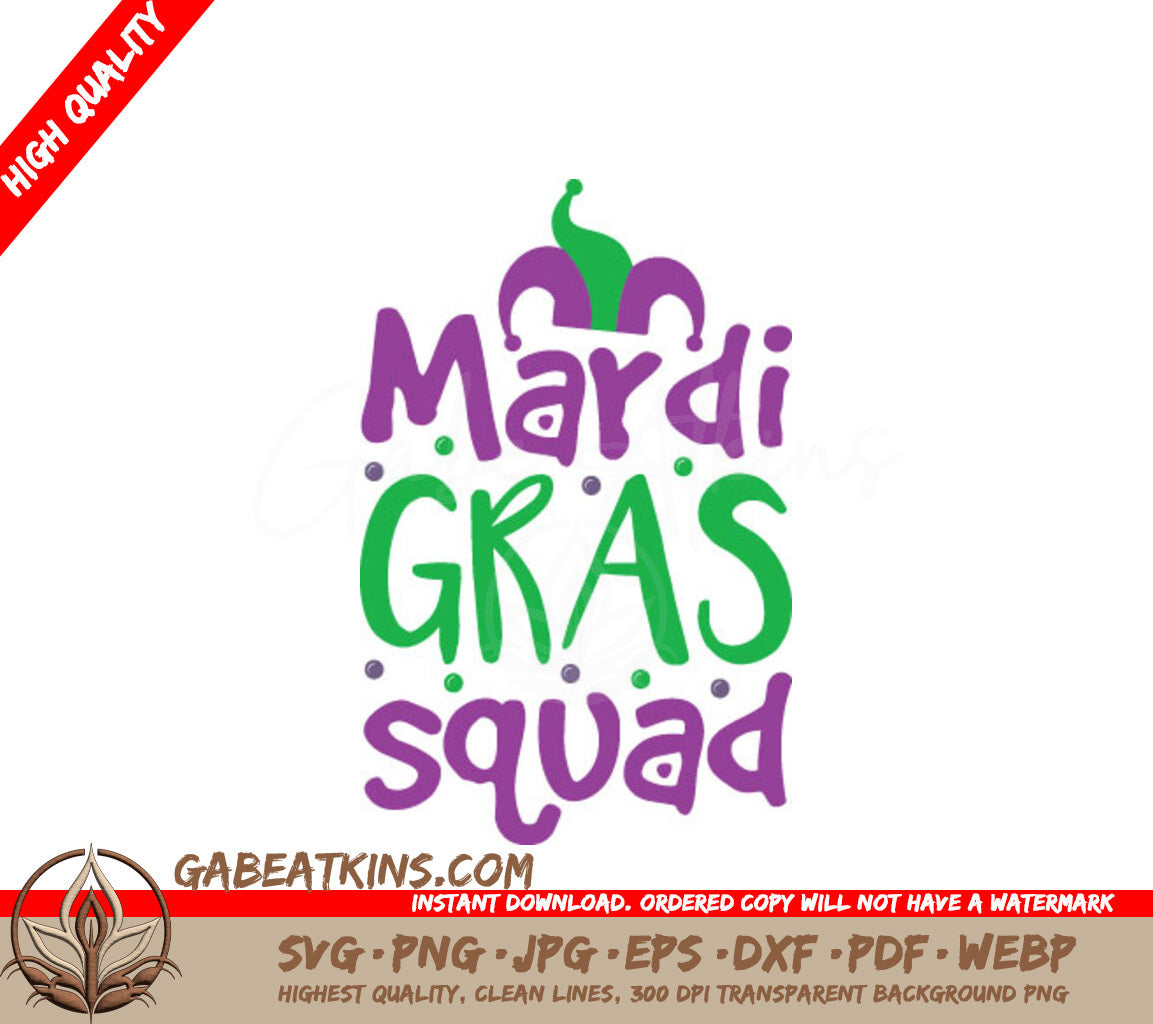 Mardi Gras Squad SVG - Purple & Green Jester Hat Design SVG