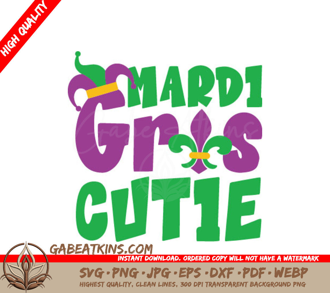 Mardi Gras Cutie SVG - Green & Purple Design Design SVG