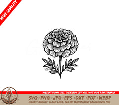 Marigold Bloom SVG File -  Digital Product in Multiple Formats