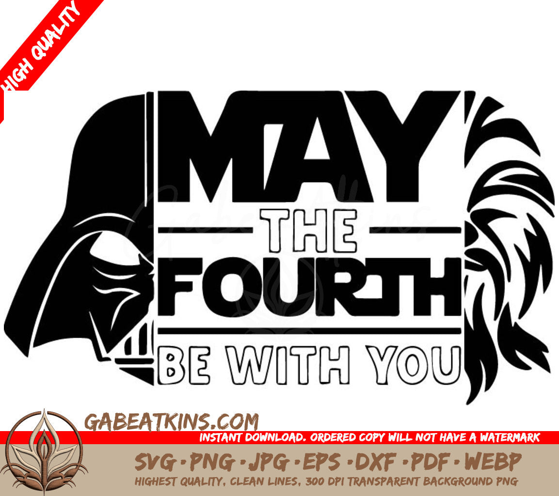 A Black And White Logo That Says May The Fourth Be With You SVG - May the Fourth Be with you SVG SVG