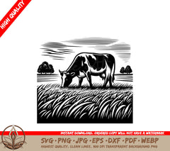 Meadow Grazing Cow SVG