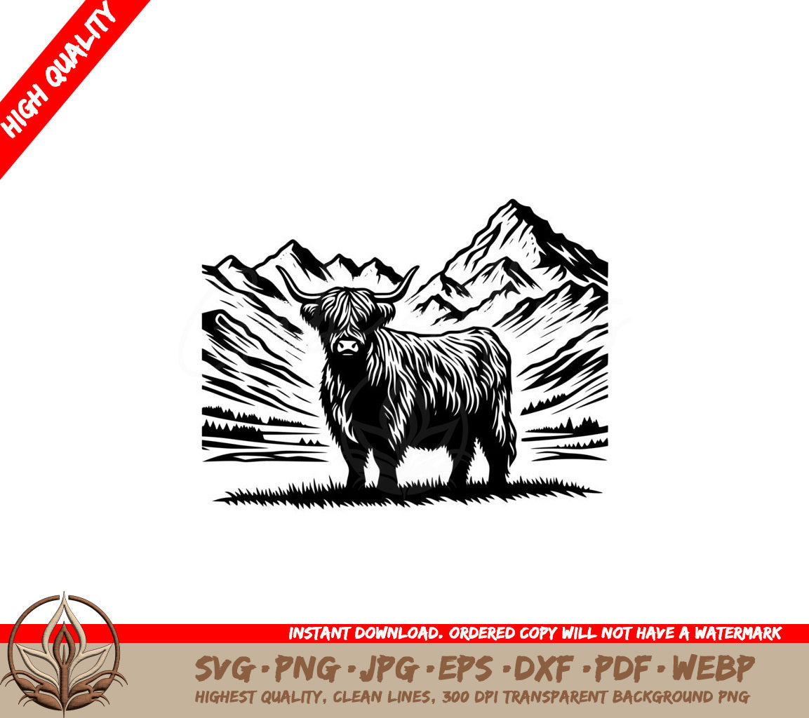 Meadow Highland Cow SVG - Digital Product File Formats