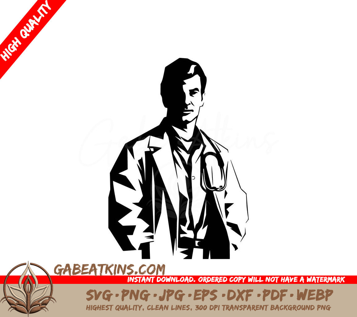  A Doctor With A Stethoscope Around His Neck SVG - Medical Professional SVG