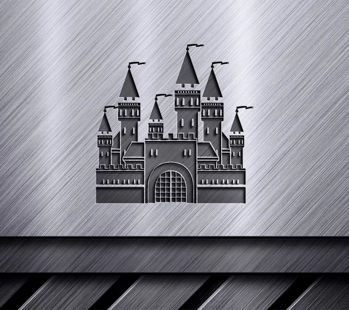  Castle with Flags SVG - Medieval Architecture Icon SVG