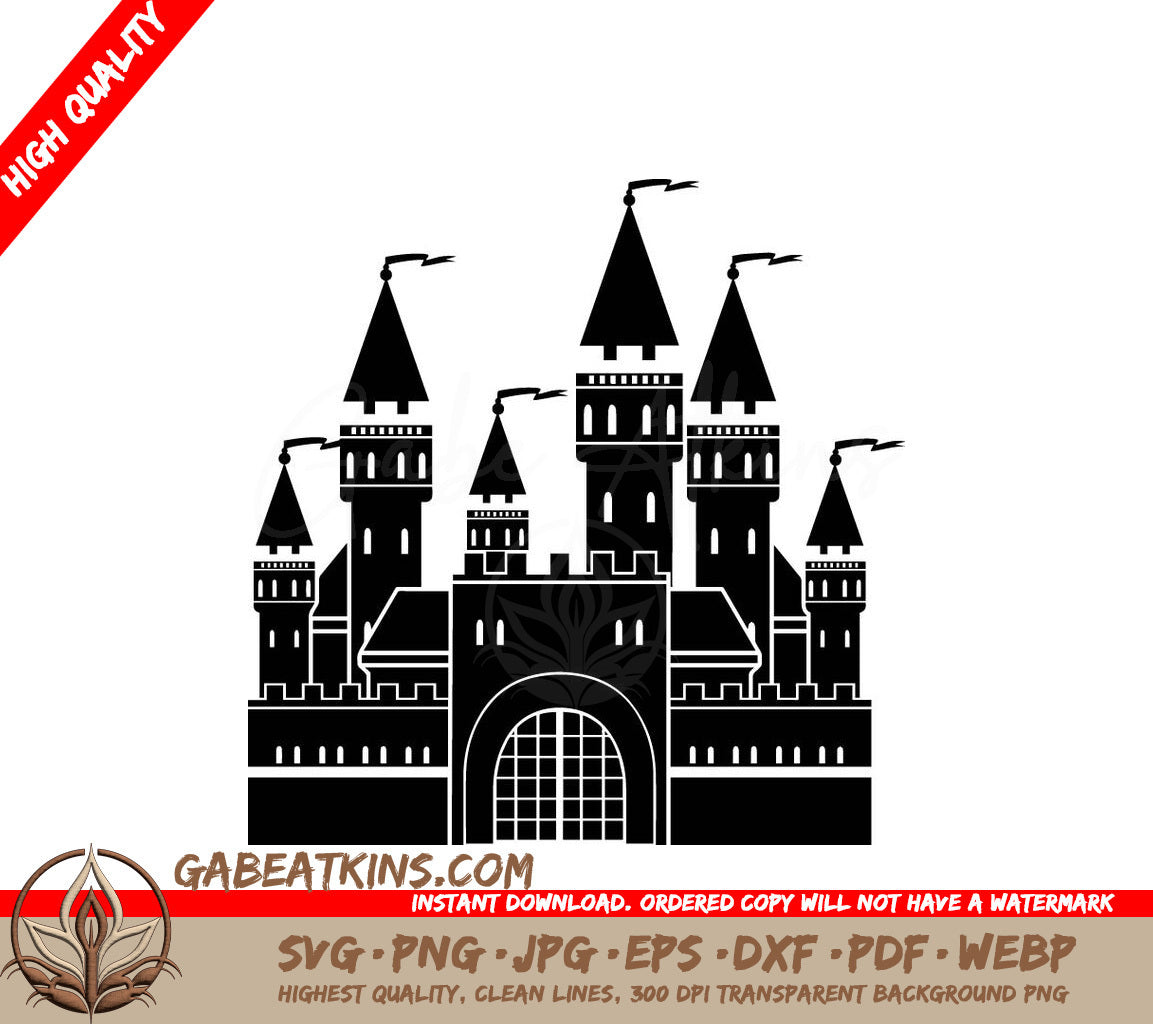  Castle with Flags SVG - Medieval Architecture Icon SVG