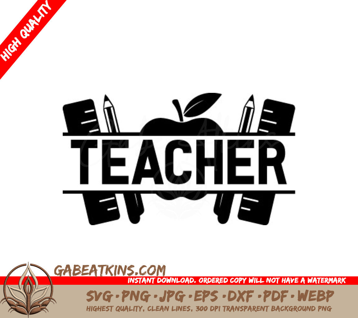 Teacher SVG Bundle  Apple, Pencils, Notebooks SVG