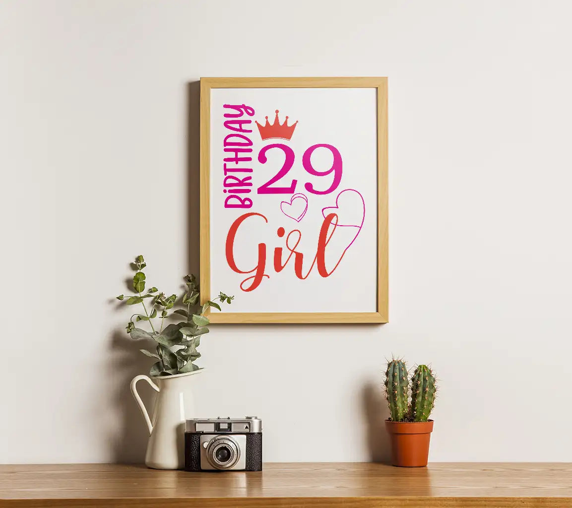 Birthday Girl with Crown & Number 29 SVG Bundle - Digital Download SVG