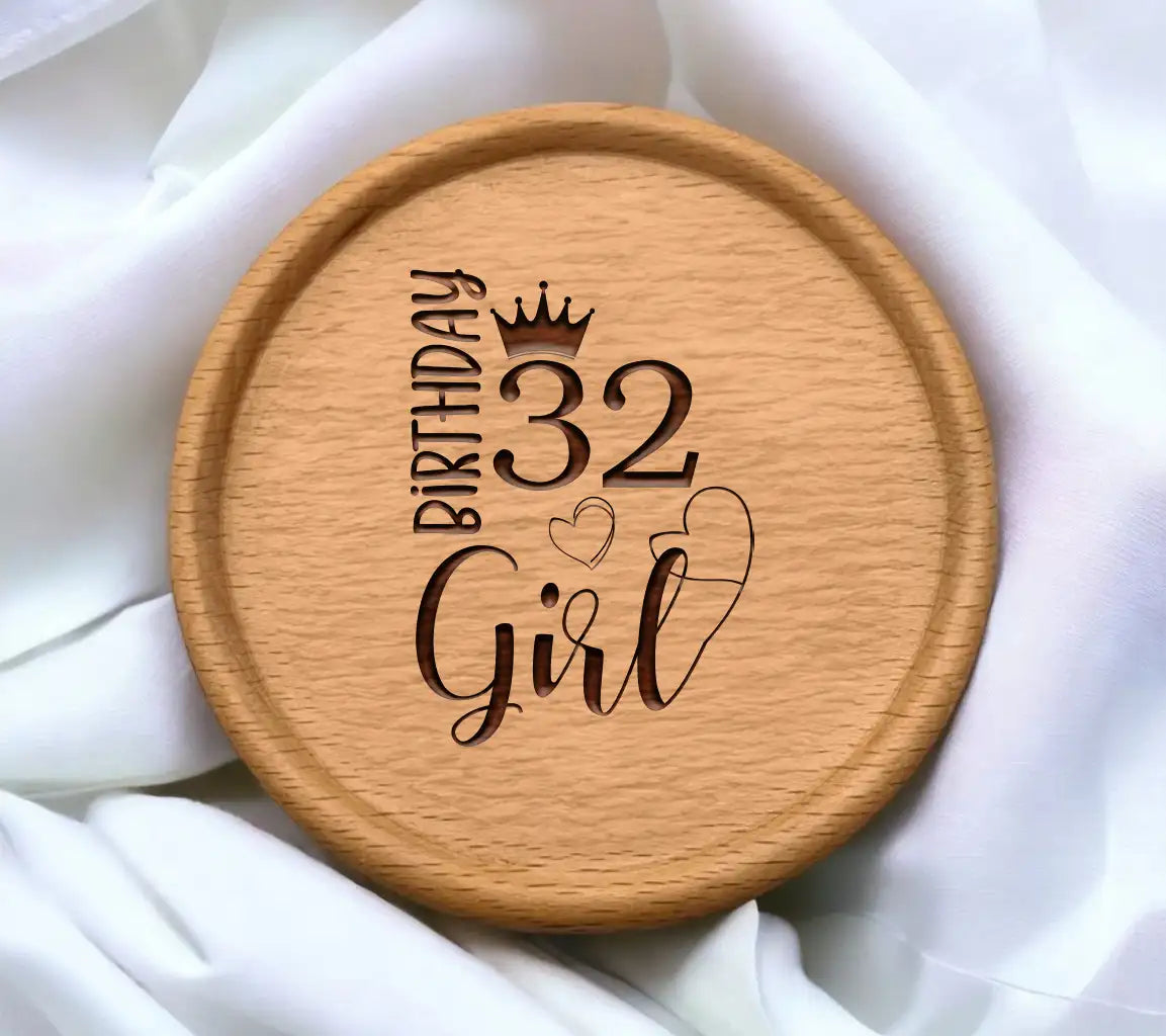 Pink Hearts Birthday Girl SVG - Number 32 Design SVG