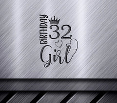 Pink Hearts Birthday Girl SVG - Number 32 Design SVG