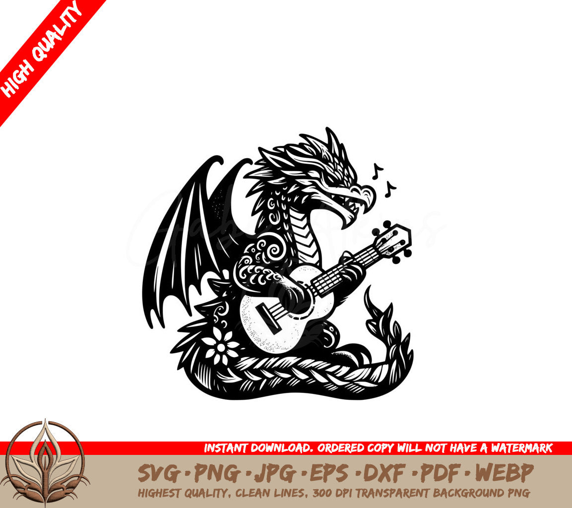 Dragon Strum SVG - Digital Product file in SVG, PNG, JPG, AI, PDF, DXF, EPS, and WebP formats