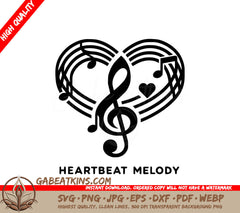 A Black And White Logo For Heartbeat Melody SVG - Melodic Love SVG