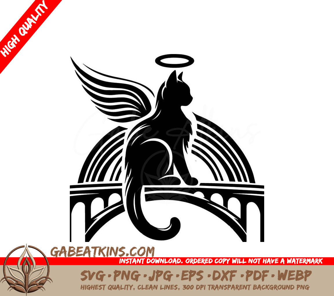  A Cat With Angel Wings And A Halo SVG - Memorial Cat Bridge SVG