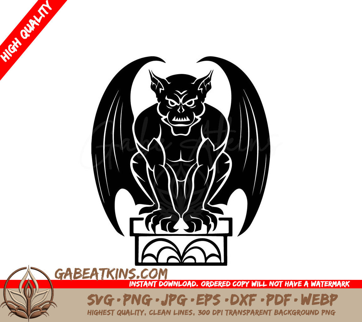 Menacing Gargoyle with Wings SVG -  Silhouette SVG