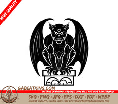 Menacing Gargoyle with Wings SVG -  Silhouette SVG