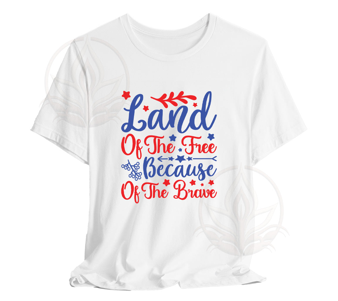 Land of the Free Because of the Brave July 4th Design SVG, PNG, DXF, J | Brave July 4th Design SVG, PNG, DXF, JPG, PDF, WebP