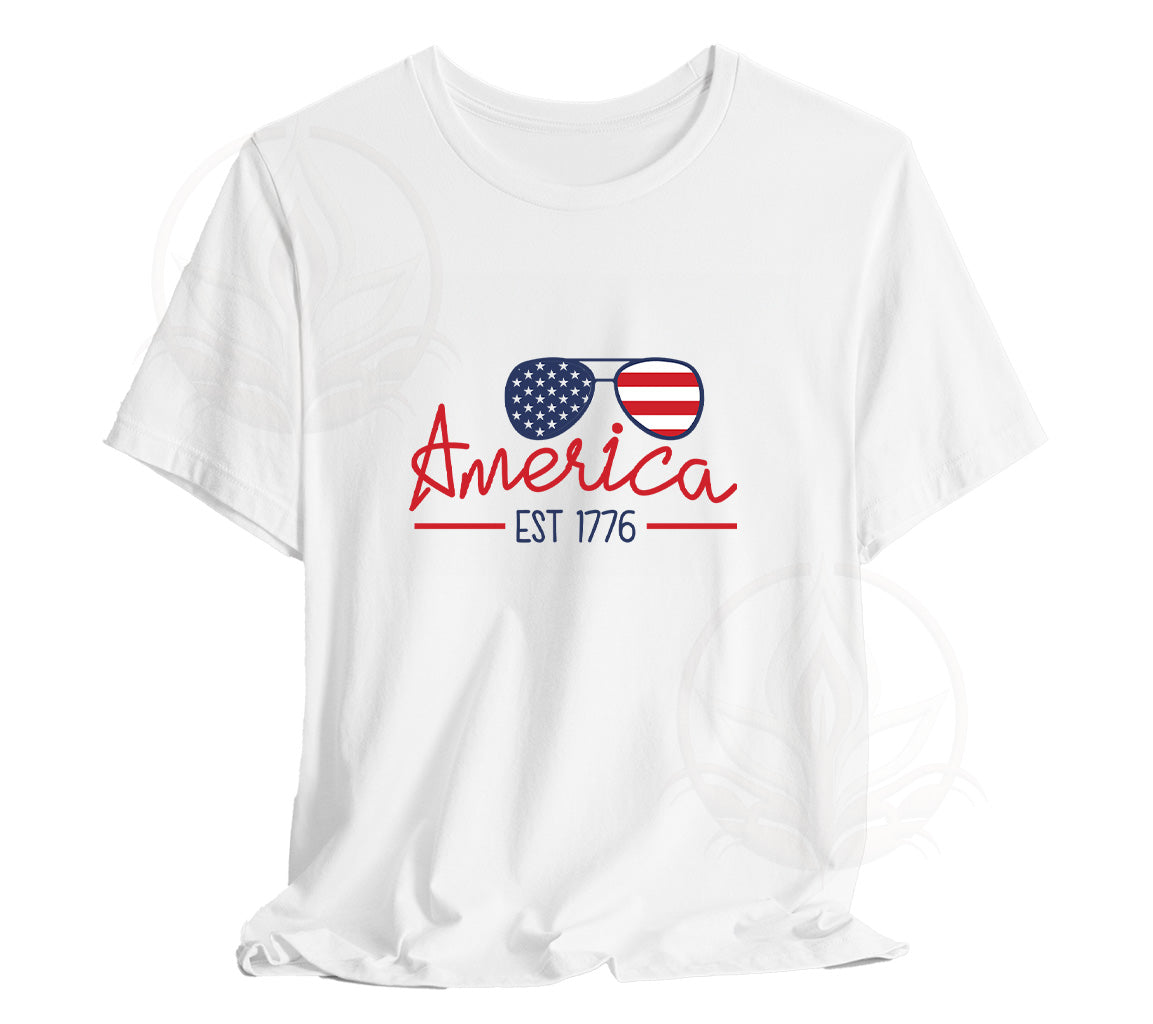 America EST 1776 Sunglasses with American Flag SVG PNG DXF JPG PDF Web | American Flag SVG PNG DXF JPG PDF WebP